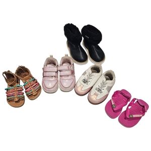 Bundle of 5 Girls Sneakers Boots Flip Flops Sandals Havianas Bebe Shoes Size 5